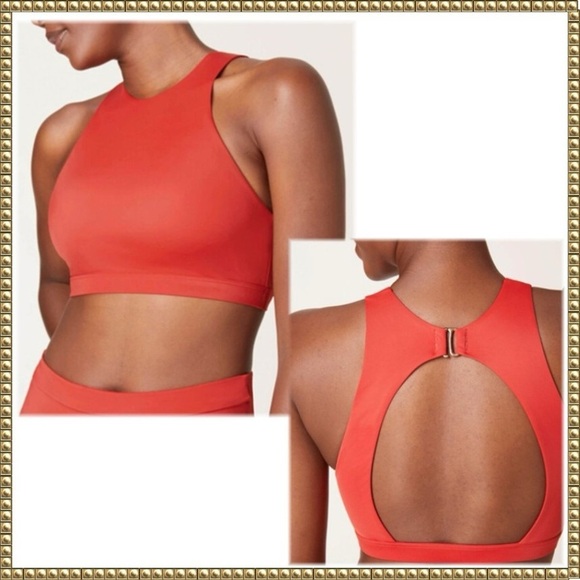 Andie Swim Luzon Chili Pepper Red High Neck Bikini Top Large - Picture 1 of 9